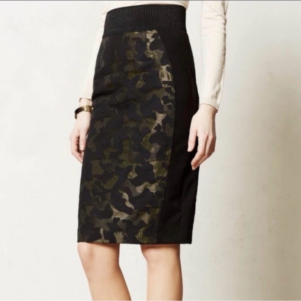 Anthropologie Maeve Camouflage Pencil Skirt